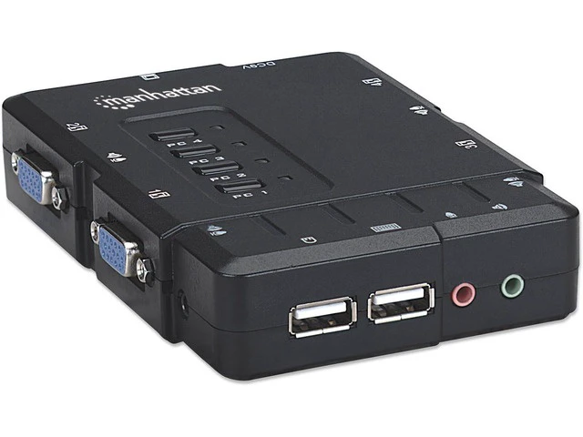 Alt view image 2 of 7 - 4 Port KVM Switch Audio & Microphone Functionality with USB Support for Managing Multimedia Systems on Computer & PC 151269
