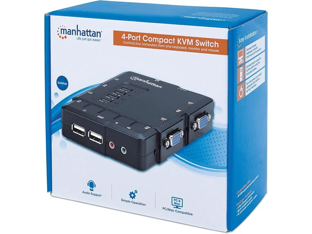 Alt view image 7 of 7 - 4 Port KVM Switch Audio & Microphone Functionality with USB Support for Managing Multimedia Systems on Computer & PC 151269