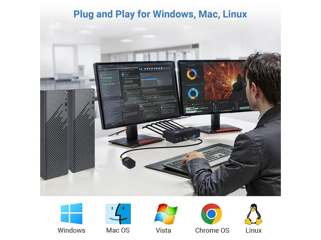 Alt view image 3 of 7 - 8K@60Hz KVM Switch 2 Monitors 2 Computers 4K@120Hz USB 3.0 Dual Monitor KVM for 2 PC Share 2 Monitor and 1 Set of Keyboard Mouse Printer (Dual Monitor DP DP)