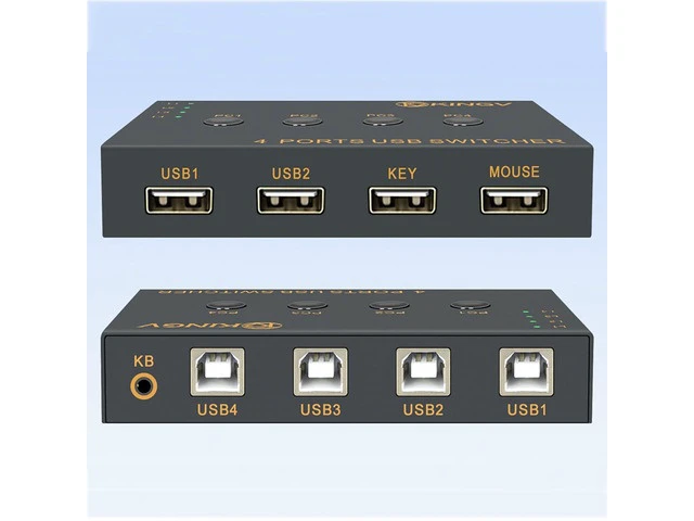 Alt view image 7 of 7 - 4 Port Splitte -KVM Switch ControllerUSB Keyboard Mouse Synchronizer, Plug and Play DistributorSplitter for Various Operating System