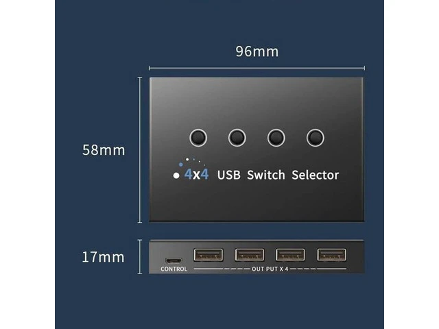 Alt view image 2 of 7 - Synchronous Screen Sharing Switch, KVM Switchs, USB 4 Inputs and 4 Output, Keyboard and Mouse Control of 4 Computers