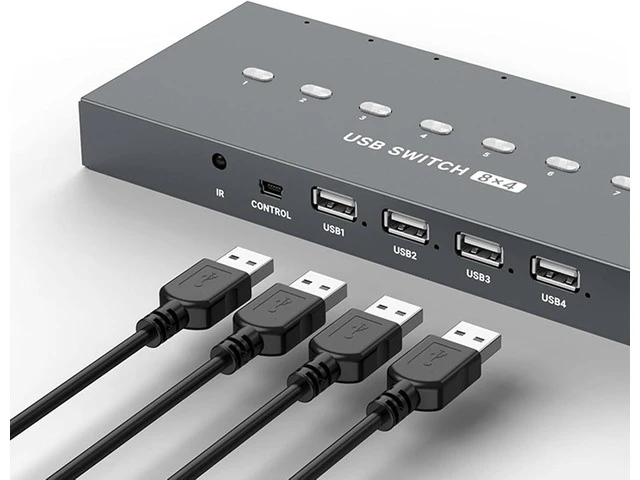 Alt view image 7 of 7 - 8 Port USB2.0 Manual Switcher Selectors KVM Switching Adapter 8 in 4 Out Sharing USB Devices for Printer Keyboards USB Switching Selectors