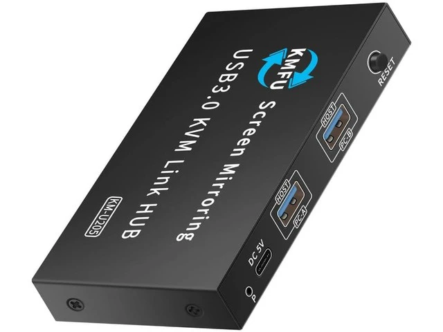 Alt view image 4 of 7 - USB3.0 KVM Switching for 2 Computers Metal Keyboards Mouse Sharing Device with Fast Data
