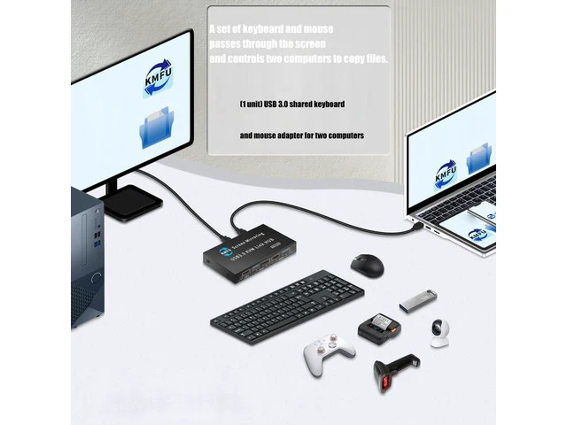 Alt view image 6 of 7 - USB3.0 KVM Switching for 2 Computers Metal Keyboards Mouse Sharing Device with Fast Data