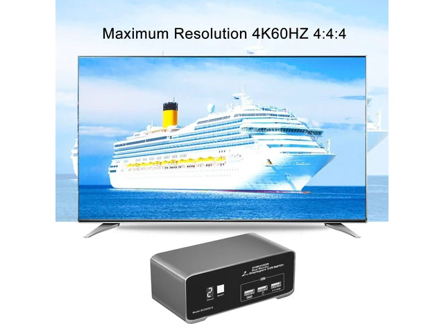 Alt view image 4 of 7 - DP KVM Switch for 2 Computers 2 DP Monitors 4K@60Hz USB 2.0 with Remote