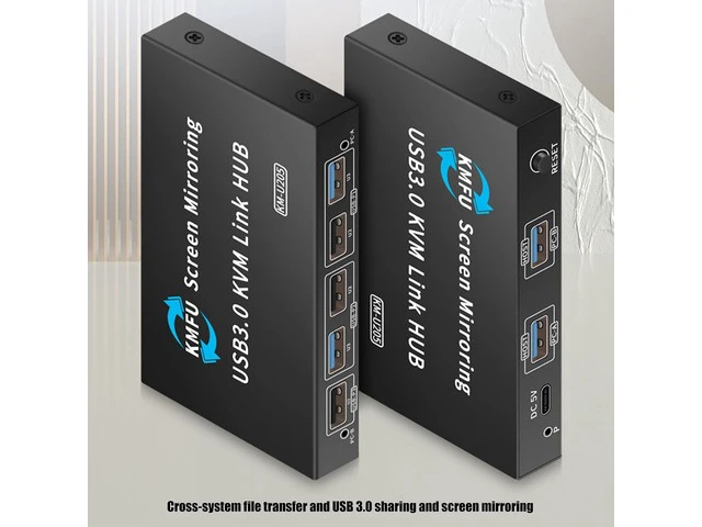 Alt view image 7 of 7 - USB3.0 KVM Switching for 2 Computers Metal Keyboards Mouse Sharing Device with Fast Data Transfer