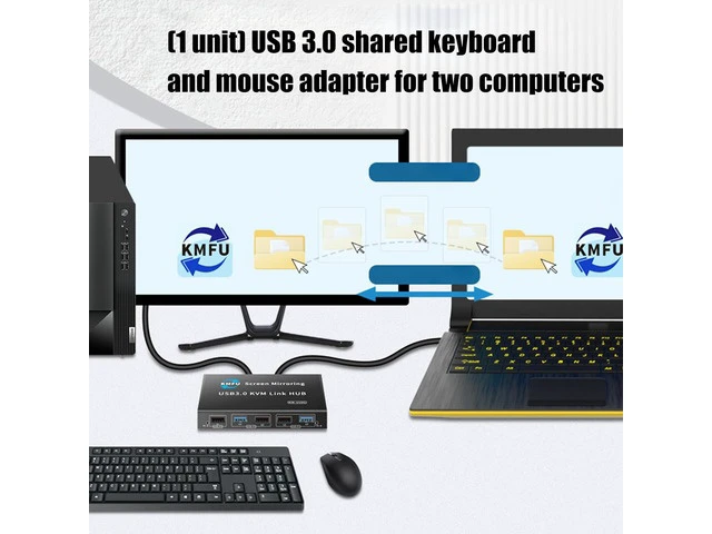 Alt view image 6 of 7 - USB3.0 KVM Switching for 2 Computers Metal Keyboards Mouse Sharing Device with Fast Data Transfer