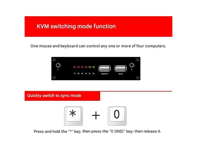Alt view image 6 of 7 - 4 Ports USB Synchronizer - KVM Switch/Distributor, DNF Keyboard Mouse Shared Display Synchronization Controller