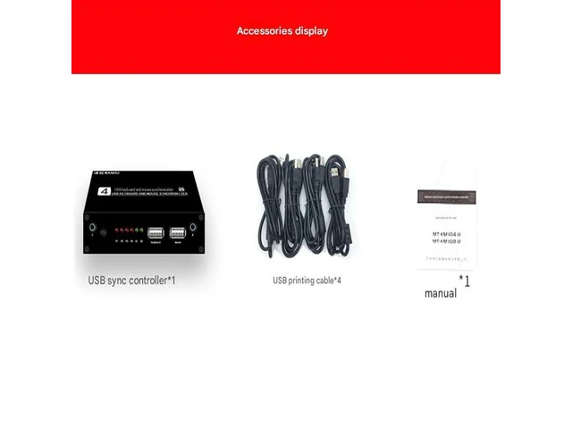 Alt view image 7 of 7 - 4 Ports USB Synchronizer - KVM Switch/Distributor, DNF Keyboard Mouse Shared Display Synchronization Controller