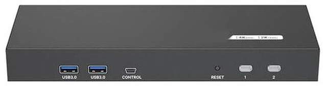Main image of Two Monitor HDTV KVM Switcher for 2 Computers with 4K 60Hz USB3.0 Hotkeys Controls and Sound Output
