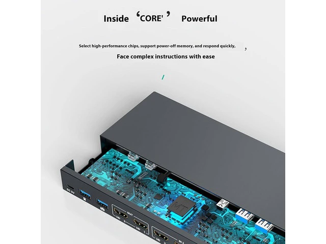 Alt view image 5 of 7 - Two Monitor HDTV KVM Switcher for 2 Computers with 4K 60Hz USB3.0 Hotkeys Controls and Sound Output
