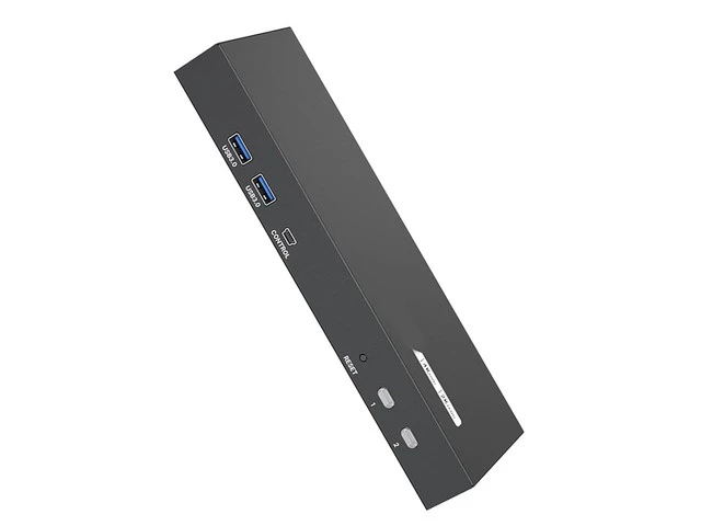 Alt view image 7 of 7 - Two Monitor HDTV KVM Switcher for 2 Computers with 4K 60Hz USB3.0 Hotkeys Controls and Sound Output