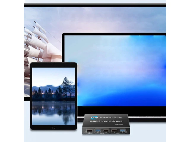 Alt view image 5 of 7 - USB3.0 KVM Switching for 2 Computers Metal Keyboards Mouse Sharing Device with Fast Data Transfer