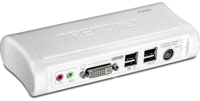 Main image of 2-Port DVI USB KVM Switch & Cable Kit with Audio, Manage Two PCs, 2 x USB Keyboard & Mouse Ports, 2 x Bonus USB 2.0 Ports, 2 Way Audio Support, TK-204UK