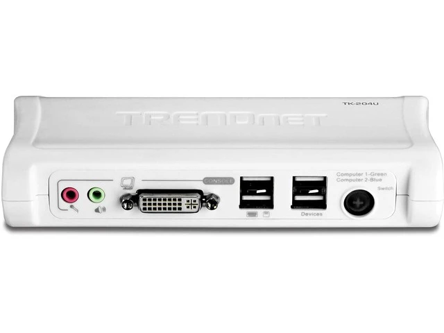 Alt view image 4 of 7 - 2-Port DVI USB KVM Switch & Cable Kit with Audio, Manage Two PCs, 2 x USB Keyboard & Mouse Ports, 2 x Bonus USB 2.0 Ports, 2 Way Audio Support, TK-204UK