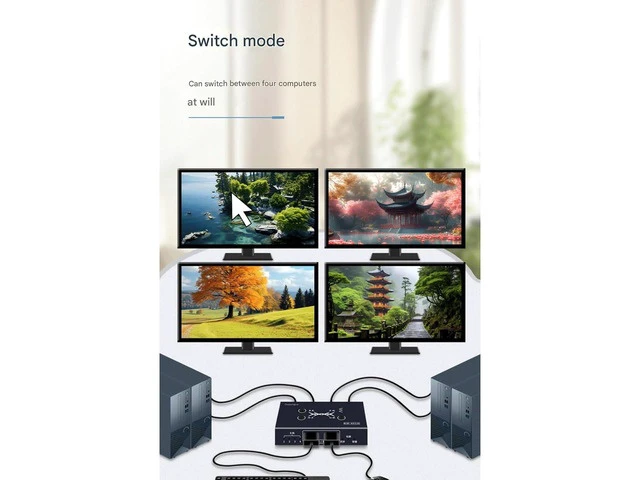 Alt view image 6 of 7 - Multi-Port USB Synchronizer - Keyboard Mouse Shared Display Synchronization Controller, KVM Metal Switcher Black, for Game Tudios, Security/Stock Market Surveillance, Offices(4 Ports)