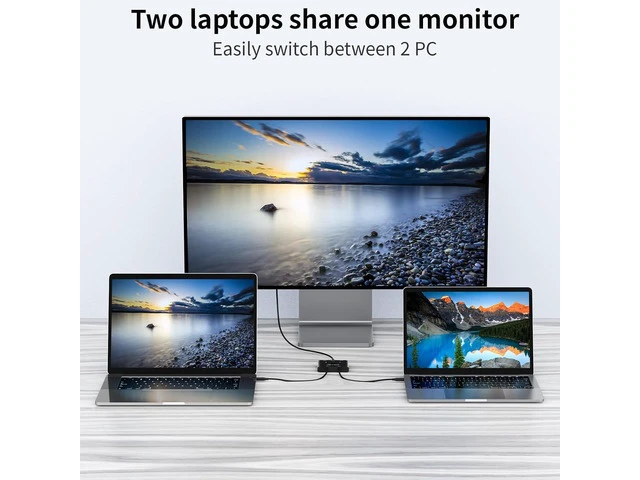 Alt view image 2 of 7 - USB C Switch,Bi-Directional USB C Switcher 2 Computers,MLEEDA USB Type C KVM Switch 8K@60Hz 4K@120Hz Video/10Gbps Data Transfer/100W Charging,Compatible with Thunderbolt Device,USB-C Cables Included