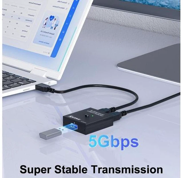 Alt view image 3 of 7 - USB 3.0 Switch Selector, Reyoten Bi-Directional USB Switch 2 in 1 Out / 1 in 2 Out, USB3.0 KVM Switcher for 2 Computers Share Keyboard Mouse Scanner Printer