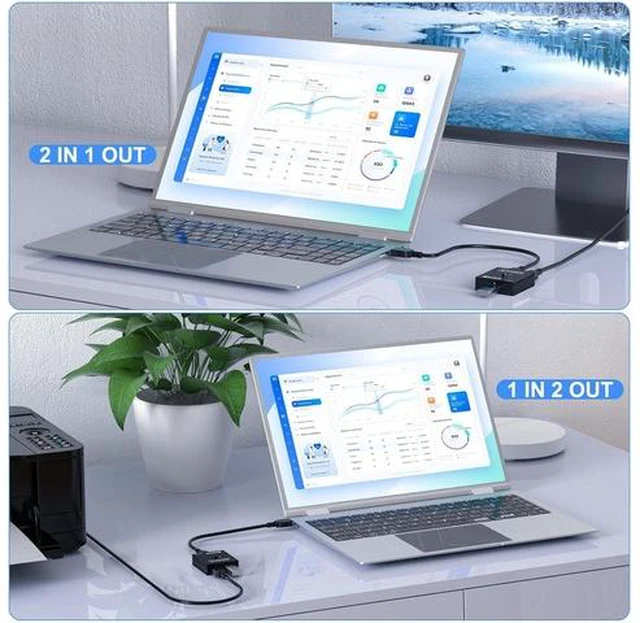 Alt view image 2 of 7 - USB 3.0 Switch Selector, Reyoten Bi-Directional USB Switch 2 in 1 Out / 1 in 2 Out, USB3.0 KVM Switcher for 2 Computers Share Keyboard Mouse Scanner Printer