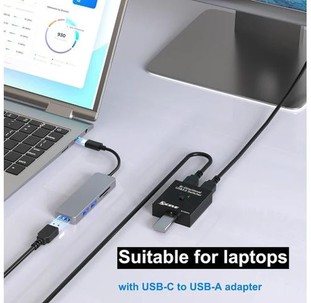 Alt view image 7 of 7 - USB 3.0 Switch Selector, Reyoten Bi-Directional USB Switch 2 in 1 Out / 1 in 2 Out, USB3.0 KVM Switcher for 2 Computers Share Keyboard Mouse Scanner Printer