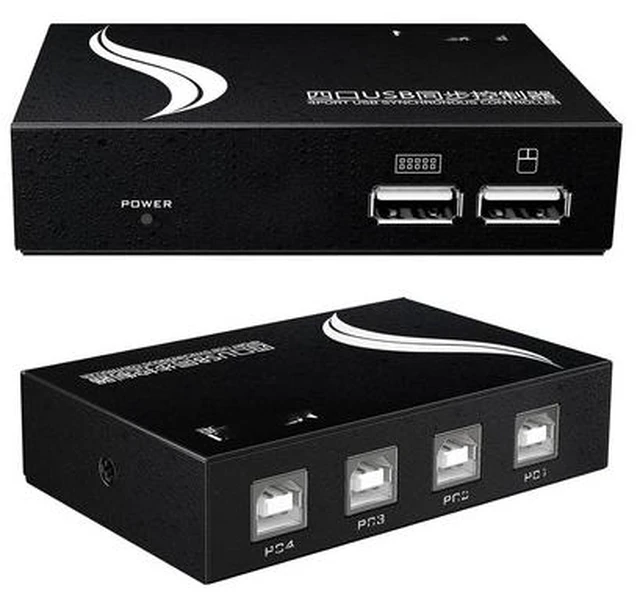 Main image of 4-in-1-out DNF Multi-Open Synchronizer - 4 Port KVM Switch/Distributor, USB Keyboard Mouse Sync Controller, Plug and Play, DNF Game Control Synchronizer for Multiple PCs