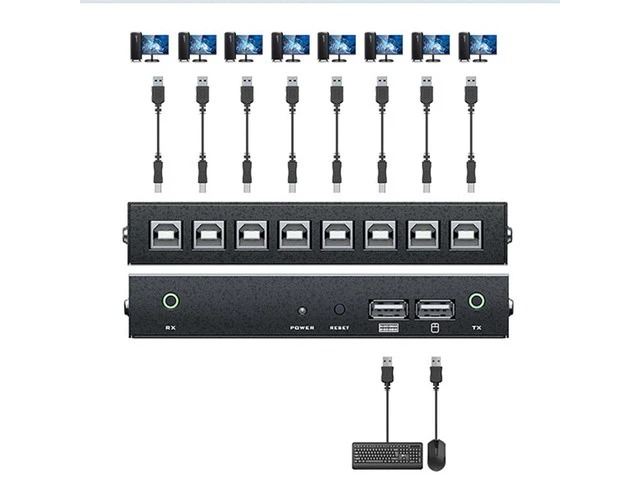 Alt view image 4 of 7 - 4/8 Port USB Synchronizer - KVM Switch/Distributor, DNF Multi Open Game Control, Keyboard Mouse Sync Controller, Plug and Play, for Tudios, Security, Offices(4 Ports)
