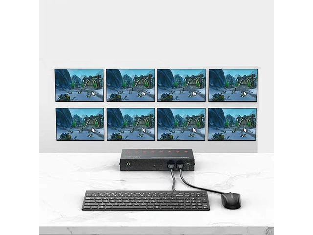Alt view image 3 of 7 - 4/8 Port USB Synchronizer - KVM Switch/Distributor, DNF Multi Open Game Control, Keyboard Mouse Sync Controller, Plug and Play, for Tudios, Security, Offices(4 Ports)