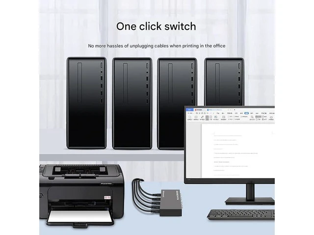Alt view image 5 of 5 - 4 Ports USB Synchronizer - KVM Switch/Distributor, DNF Keyboard Mouse Shared Display Synchronization Controller, Supports Windows, Vista, Mac, OS Systems