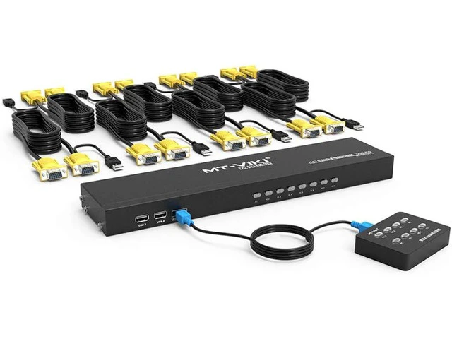 Alt view image 2 of 7 - MT-VIKI 8 Port KVM Switch+ 16ft 2-in-1 VGA KVM Cable