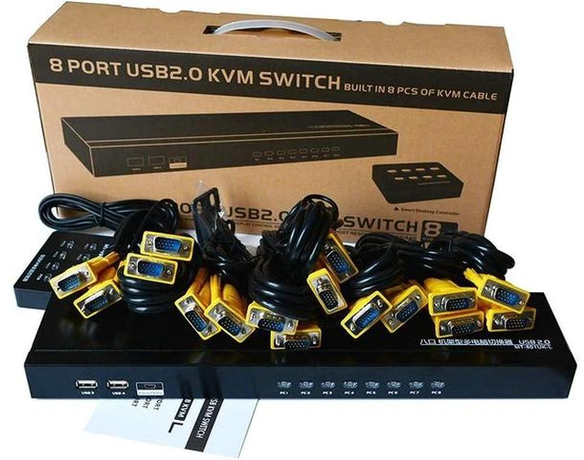 Alt view image 7 of 7 - MT-VIKI 8 Port KVM Switch+ 16ft 2-in-1 VGA KVM Cable