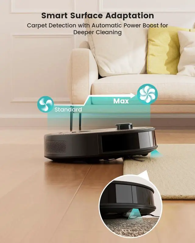Alt view image 4 of 7 - LiDAR Robot Vacuum and Mop, Smart Mapping and Obstacle Avoidance, Tangle-Free Pet Hair, 2.4G/5G WiFi App Control, Slim Design for Wider Coverage, Carpet Detection, M330 Pro