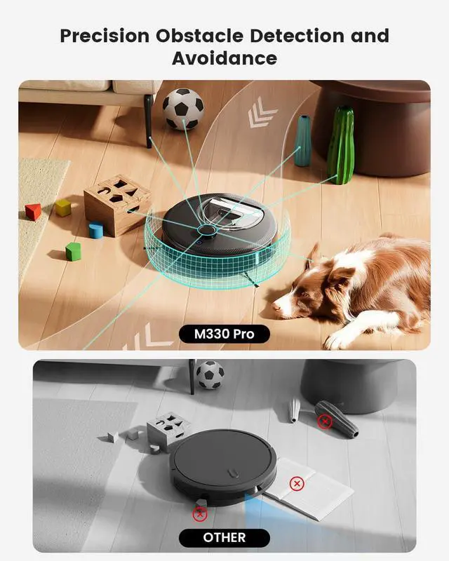 Alt view image 7 of 7 - LiDAR Robot Vacuum and Mop, Smart Mapping and Obstacle Avoidance, Tangle-Free Pet Hair, 2.4G/5G WiFi App Control, Slim Design for Wider Coverage, Carpet Detection, M330 Pro