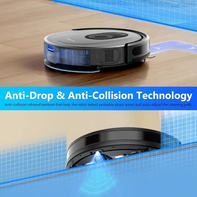 Alt view image 7 of 7 - Robot Vacuum and Mop Combo, 5000Pa Robotic Vacuum Cleaner, 150 Min Max, App & Remote Control, Ideal for Hard Floor, Carpet, Pet Hair, Self-Charge(G8000 Max)