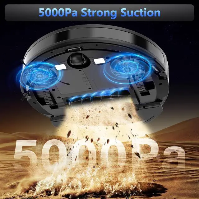 Alt view image 6 of 7 - Robot Vacuum and Mop Combo, 5000Pa Robotic Vacuum Cleaner, 150 Min Max, App & Remote Control, Ideal for Hard Floor, Carpet, Pet Hair, Self-Charge(G8000 Max)
