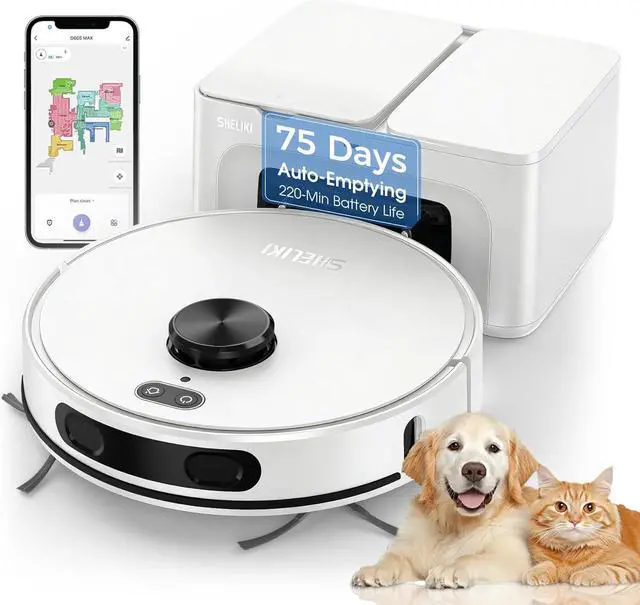 Main image of Vacuum and Mop Combo, Mapping Robotic Vacuums Cleaner with 75 Days Self-Emptying, LiDAR Navigation Smart & Strong Suction, WiFi/App/Alexa/Voice Control, Quiet for Home Pet Hair Hard Floor Carpet