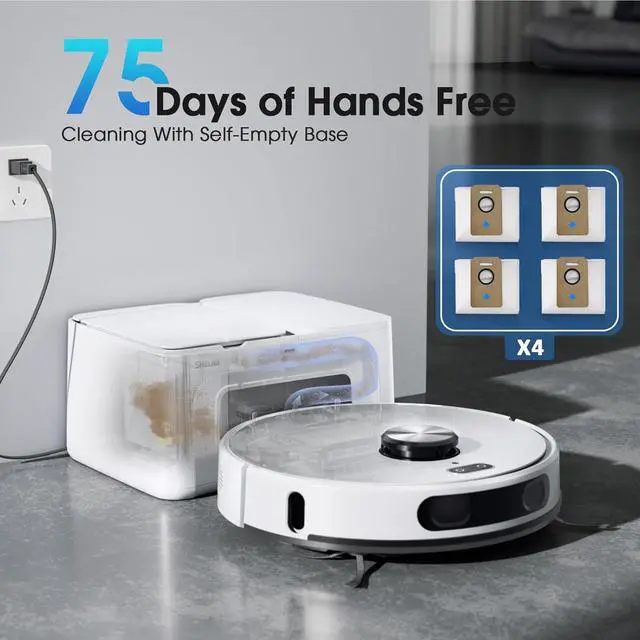 Alt view image 3 of 5 - Vacuum and Mop Combo, Mapping Robotic Vacuums Cleaner with 75 Days Self-Emptying, LiDAR Navigation Smart & Strong Suction, WiFi/App/Alexa/Voice Control, Quiet for Home Pet Hair Hard Floor Carpet