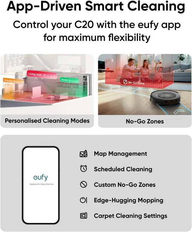 Alt view image 7 of 7 - Robot Vacuum Omni C20, 7,000 Pa, 60 Days Self Emptying, Auto Mop Washing, Auto Drying, 3.35" Ultra Slim, Transparent Tanks, Robot Vacuum and Mop Combo