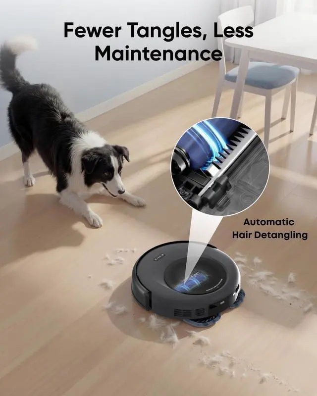 Alt view image 3 of 7 - Robot Vacuum Omni C20, 7,000 Pa, 60 Days Self Emptying, Auto Mop Washing, Auto Drying, 3.35" Ultra Slim, Transparent Tanks, Robot Vacuum and Mop Combo