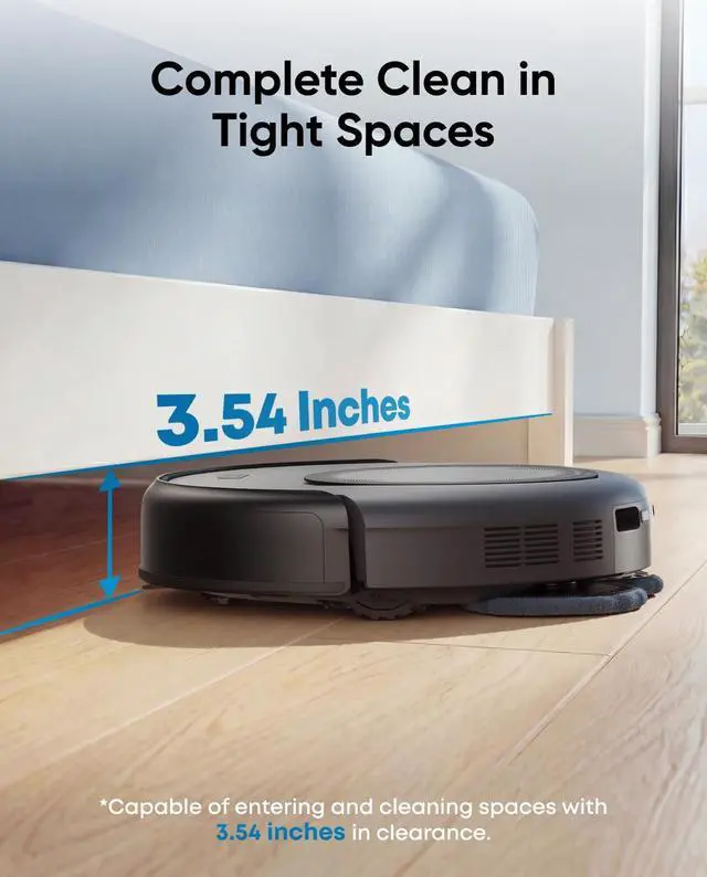 Alt view image 5 of 7 - Robot Vacuum Omni C20, 7,000 Pa, 60 Days Self Emptying, Auto Mop Washing, Auto Drying, 3.35" Ultra Slim, Transparent Tanks, Robot Vacuum and Mop Combo
