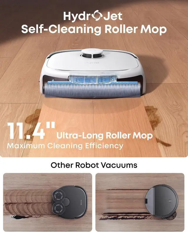 Alt view image 6 of 7 - Robot Vacuum Omni C20, 7,000 Pa, 60 Days Self Emptying, Auto Mop Washing, Auto Drying, 3.35" Ultra Slim, Transparent Tanks, Robot Vacuum and Mop Combo E25 White