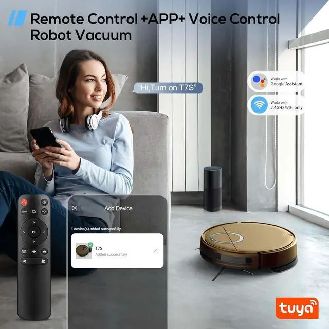 Alt view image 2 of 7 - 2 in 1 Robot Vacuum and Mop Combo for Pet Owners: Strong Suction, Anti-Tangle Brushless Inlet, Picks Up Dog & Cat Hair, Wet Mopping Removes Paw Prints, Auto-Recharge with Schedule Gold