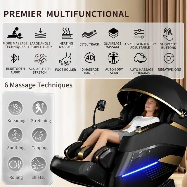 Alt view image 2 of 7 - Massage Chair Full Body,Zero Gravity 3D SL-Track Shiatsu Massage Recliner Chair Built-in Heat System Airbag Massage with Body Scan, Deep Yoga Stretch, Calfrest Extension And Foot And Back massage