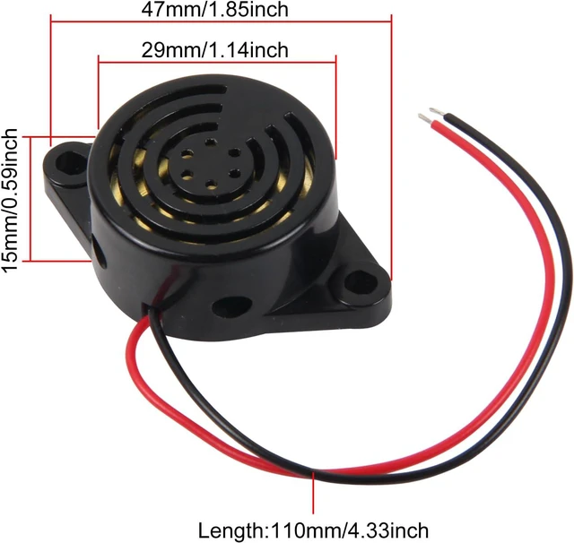 Alt view image 5 of 7 - 2 PCS Piezo Buzzer, Icstation Buzzer Alarm 12V Electronic Beep Buzzer 100dB Piezo Alarm Siren Continous Sound for Motorcycle Golf Cart Vehicles Car Alarm