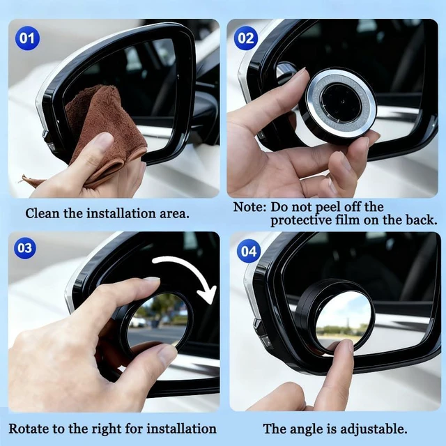 Alt view image 6 of 7 - Car Blind Spot Mirror 360° Suction Cup Ultra-Clear Auxiliary Mirror for Reversing