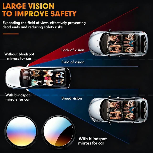 Alt view image 3 of 7 - Car Blind Spot Mirror 360° Suction Cup Ultra-Clear Auxiliary Mirror for Reversing