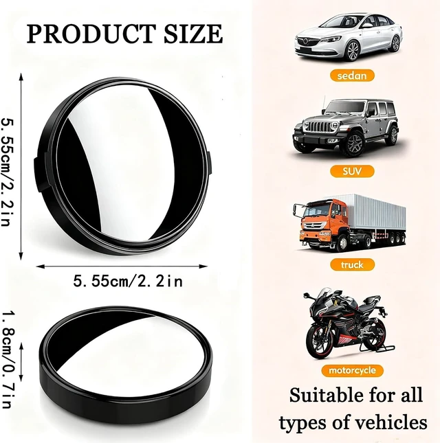 Alt view image 4 of 7 - Car Blind Spot Mirror 360° Suction Cup Ultra-Clear Auxiliary Mirror for Reversing