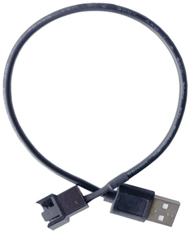 Main image of 5V USB to 4Pin PC Fan Cable,Black USB to Computer CPU PWM 5V USB Sleeved Fan Power Adapter Connector (30CM)
