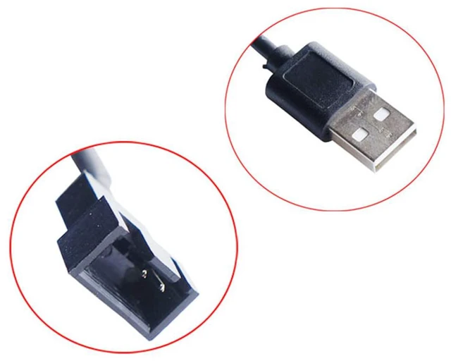 Alt view image 2 of 4 - 5V USB to 4Pin PC Fan Cable,Black USB to Computer CPU PWM 5V USB Sleeved Fan Power Adapter Connector (30CM)