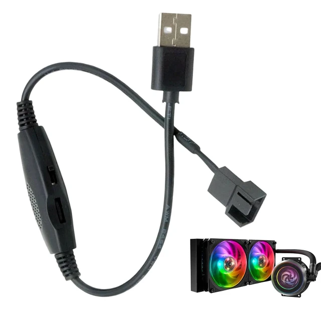 Alt view image 5 of 7 - Case Fan Adapter USB to PWM Converter Connector,30CM
