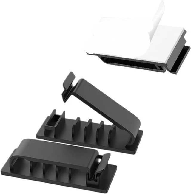 Main image of Cable Management Clips, Cord Organizers Wire Clips Cord Holder for TV PC Ethernet Cable Desk Home Office ,1 Pcs,Black